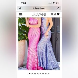 Jovani Pink One shoulder sequin prom dress